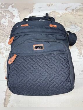 BabbleRoo Black Diaper Bag Backpack Changing Pad Pacifier Case Multi Pocket Baby